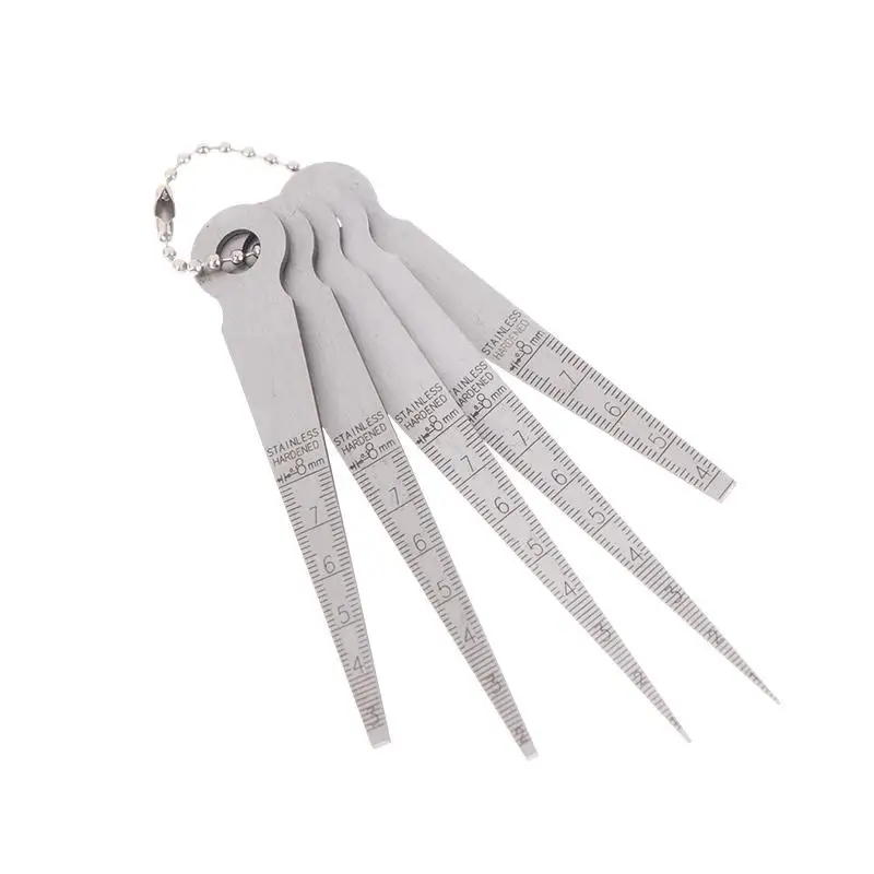5Pcs High Precision Feeler Measuring Tool Stainless Steel Welding Taper Feeler Gauge Rulers Hole Inspection Tool 1-8mm