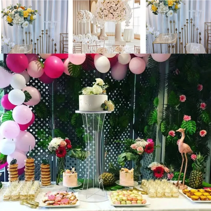 10PCS Acrylic Food Riser Cake Pastry Stand Birthday Party Wedding Hotel Restaurant Banquet Hall Table Floral Wreath Decoration