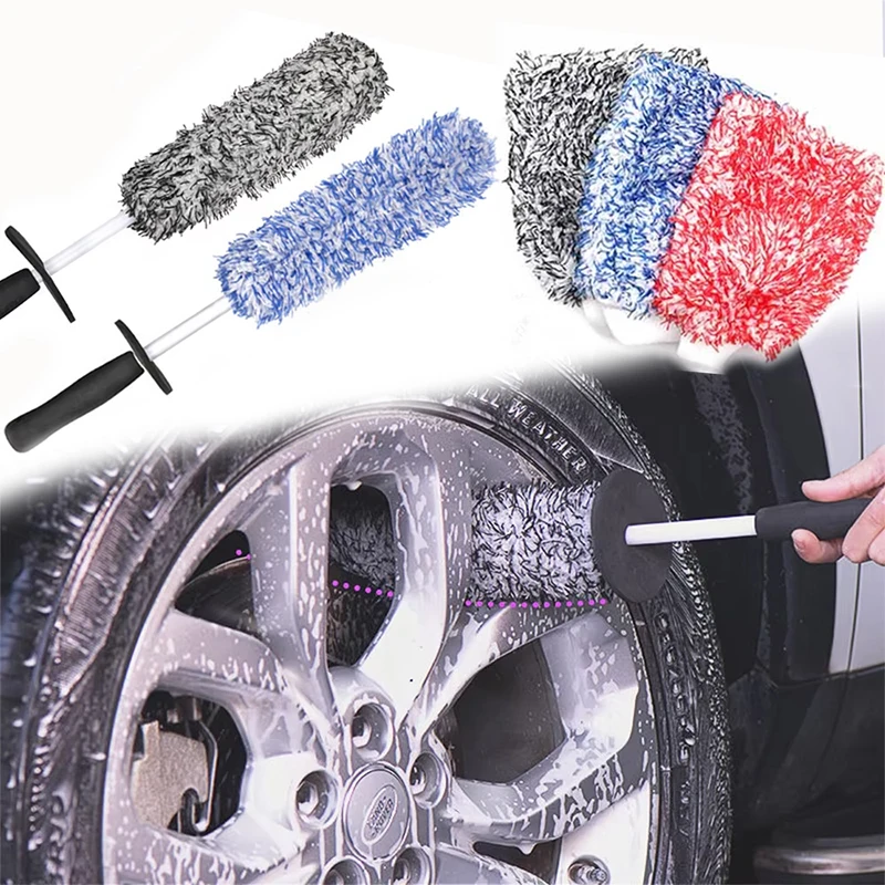 

Plush Premium Wheel Brush Non-Slip Handle Wheel Bucket Cleaning Gloves Microfibre Coral Fleece Gloves Car Cleaning Kit