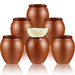 Mini Clay Tequila Shot Glasses Cantaritos de Barro Mexicanos for Tequila,Margaritas,Mojitos Natural Clay Cups for Taco Tuesdays
