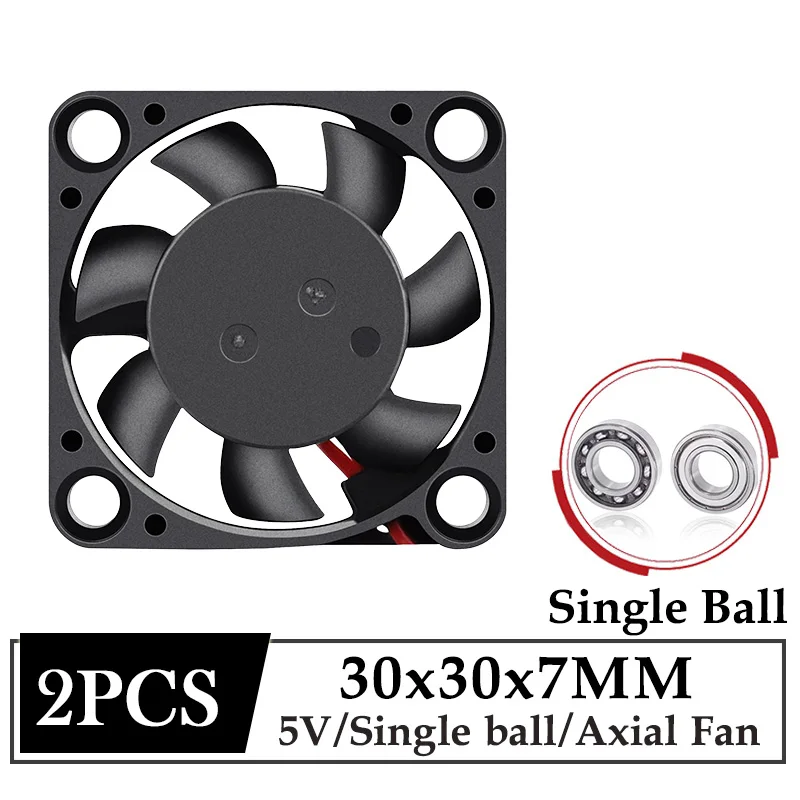 

2Pcs Gdstime 5V 2 Wire 30x30x7mm Small Micro DC Brushless Cooling Fan 3007 Ball Bearing Axial Fan For Toy Notebook Cooling