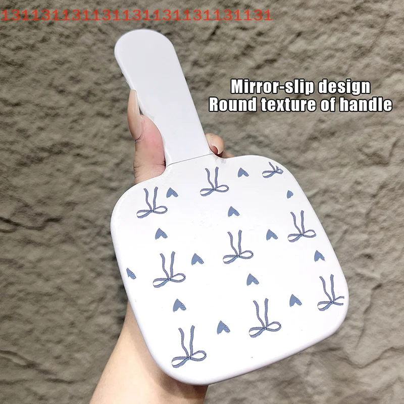 مشط مرآة وردي لطيف على شكل فيونكة محمولة، مشط مرآة محمول، فرشاة شعر متكاملة، أداة تصفيف التدليك، مرآة مكياج #1