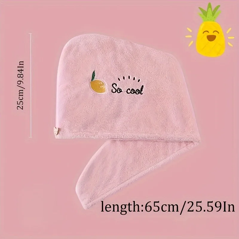 TILONDEX Women's Super Absorbent Quick Dry Hair Towel Cap with Cute Cartoon Embroidery Design - Lightweight, Fabric Coral Fleece
