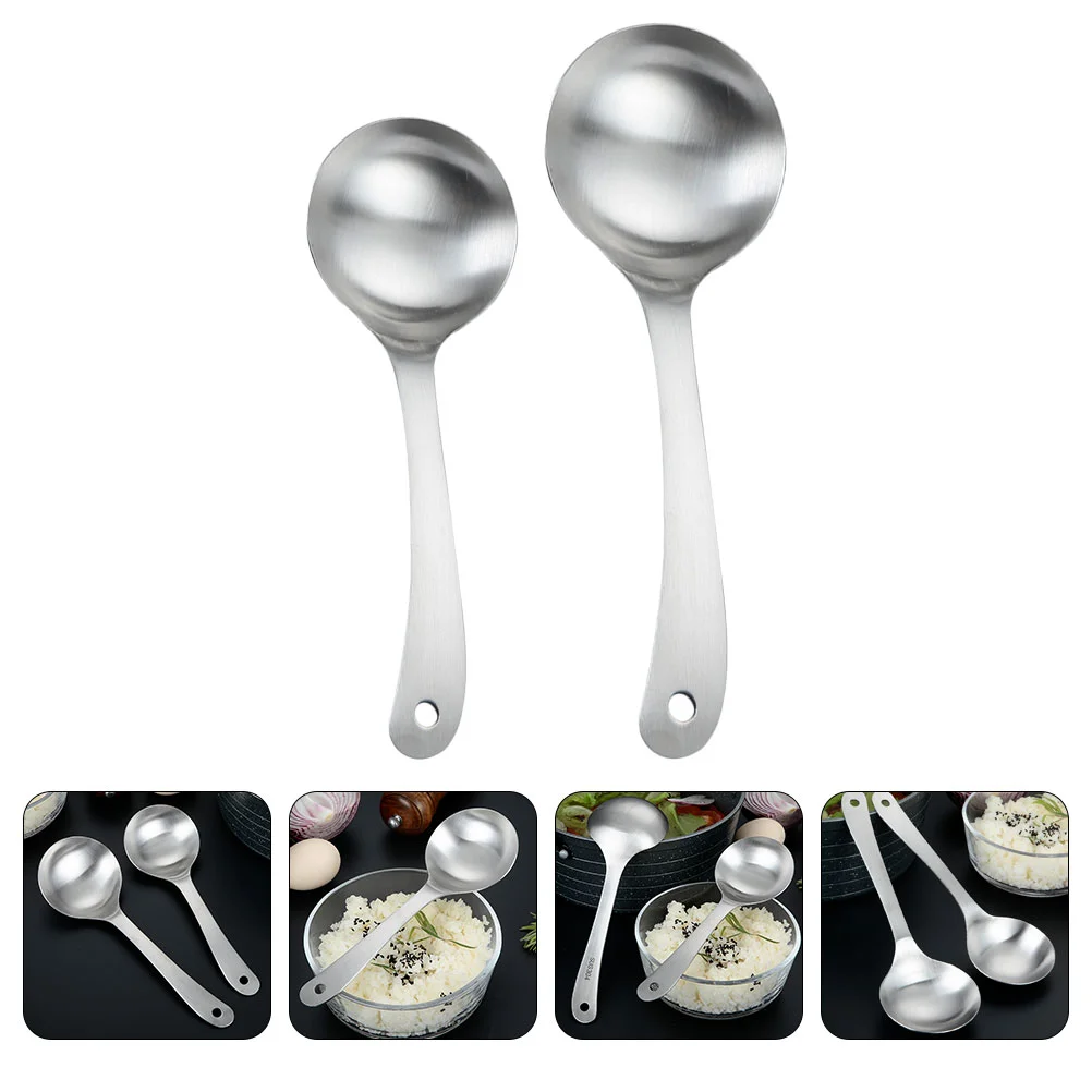 2 Pcs Stainless Steel Rice Spoon Public Cutlery Western Food Serving Spoons Kitchenware Banquet Restaurant Tableware Buffet