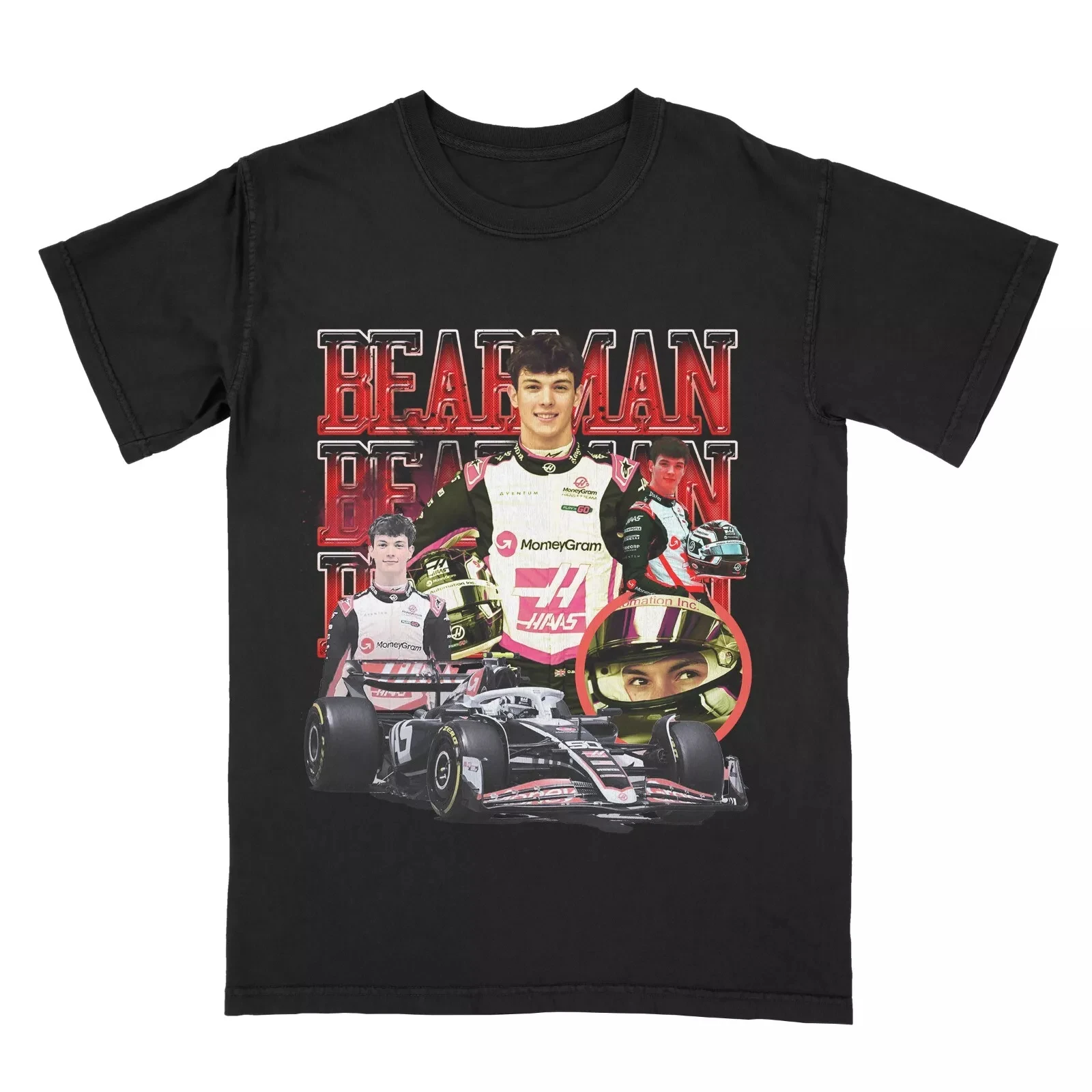 Oliver Bearman Haas Camisa vintage Fórmula 1 Racing MEJOR Hombres Mujeres Verano Casual Cuello redondo Camiseta de algodón Gráfico Manga corta