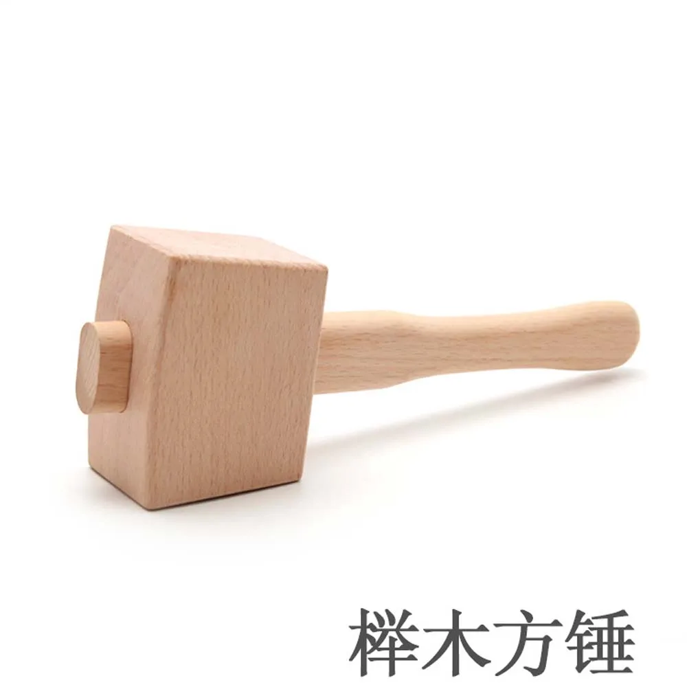 Handmade DIY wooden hammer, round hammer, wooden hammer, children's handmade log hammer, beech wood woodworking hammer, solid wo