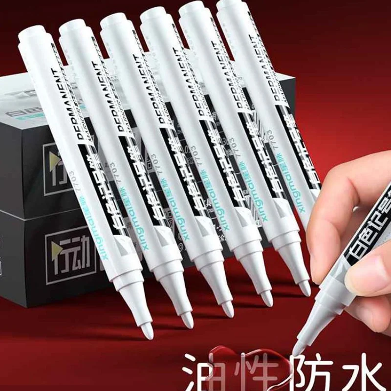 White Marker Pen Waterproof Oil Proof No Fading Thick Head Industry Quick Drying Paint Pen Large Size Tire Pen