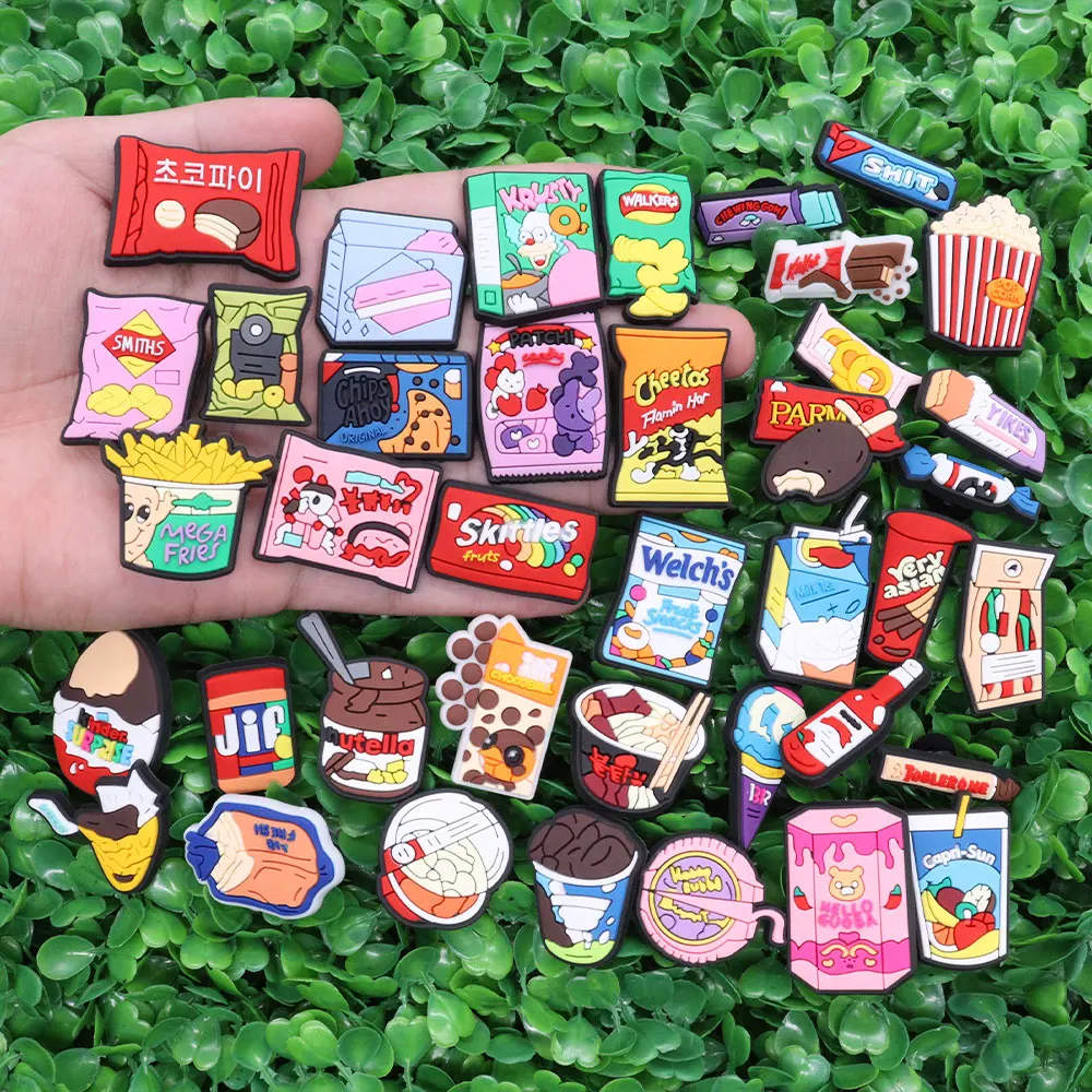 New Arrival 1Pcs Popcorn Chocolate Chips Mix Snacks Charms Adult Shoe Buckle Accessories DIY Party Present