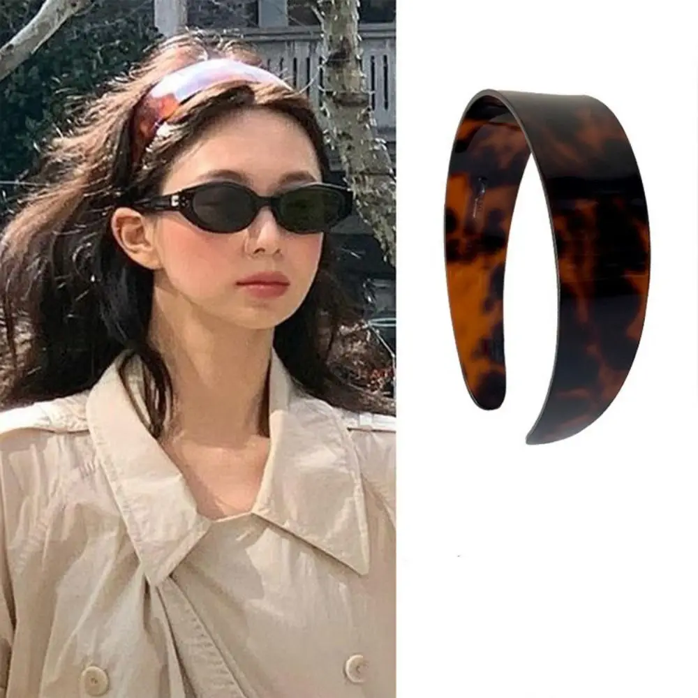 

French Leopard Headband Temperament Headdress Coffee Hair Hoop Headwear Acetic Acid Retro Hairband