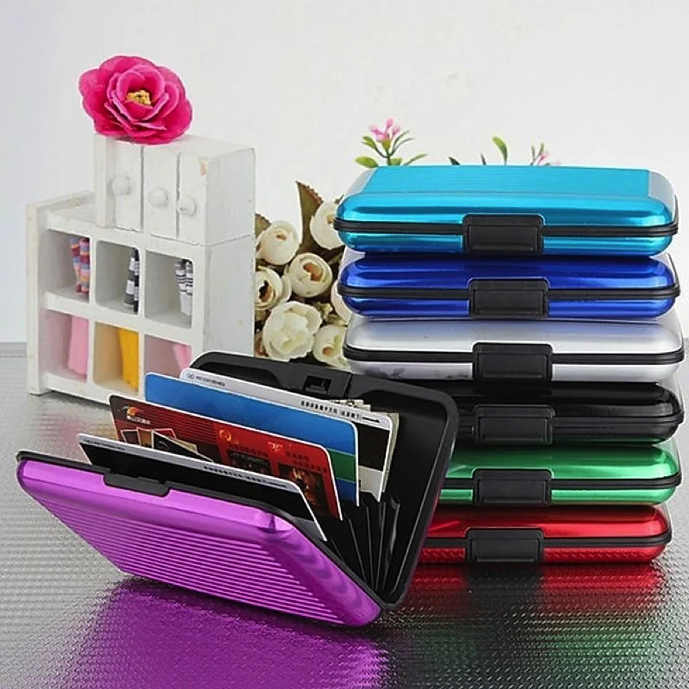 Credit Card Holder Wallet Metal Name Card Holder Waterproof Credit Card Protector for Women Men