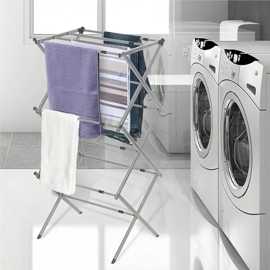 Heavy-Duty Stainless Steel Floor-To-Ceiling Drying Rack, Expandable And Foldable Three-Layer Laundry Drying Rack, Towel Rack, Air Drying Rack, Suitable For Indoor And Outdoor Drying And Hanging, Space-Saving Clothing Drying Rack