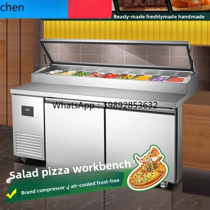 Fresh-keeping Air-cooled Salad Table Fruit Fishing Pizza Refrigerated Workbench Freezer Display Cabinet