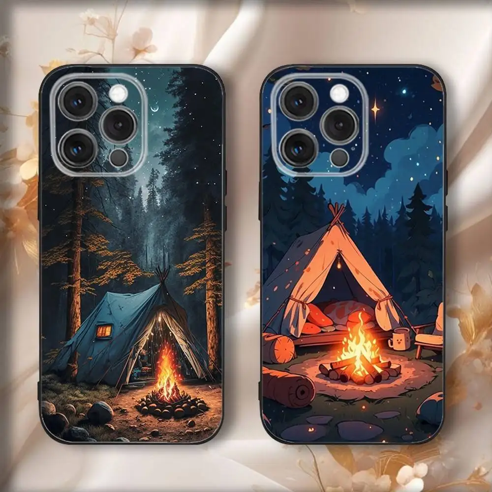 

Outdoor Campings Phone Case For iPhone16,15,14,13,12,11,Pro,Max,Plus,X,XS,SE4,E,Mini,Soft Black Case
