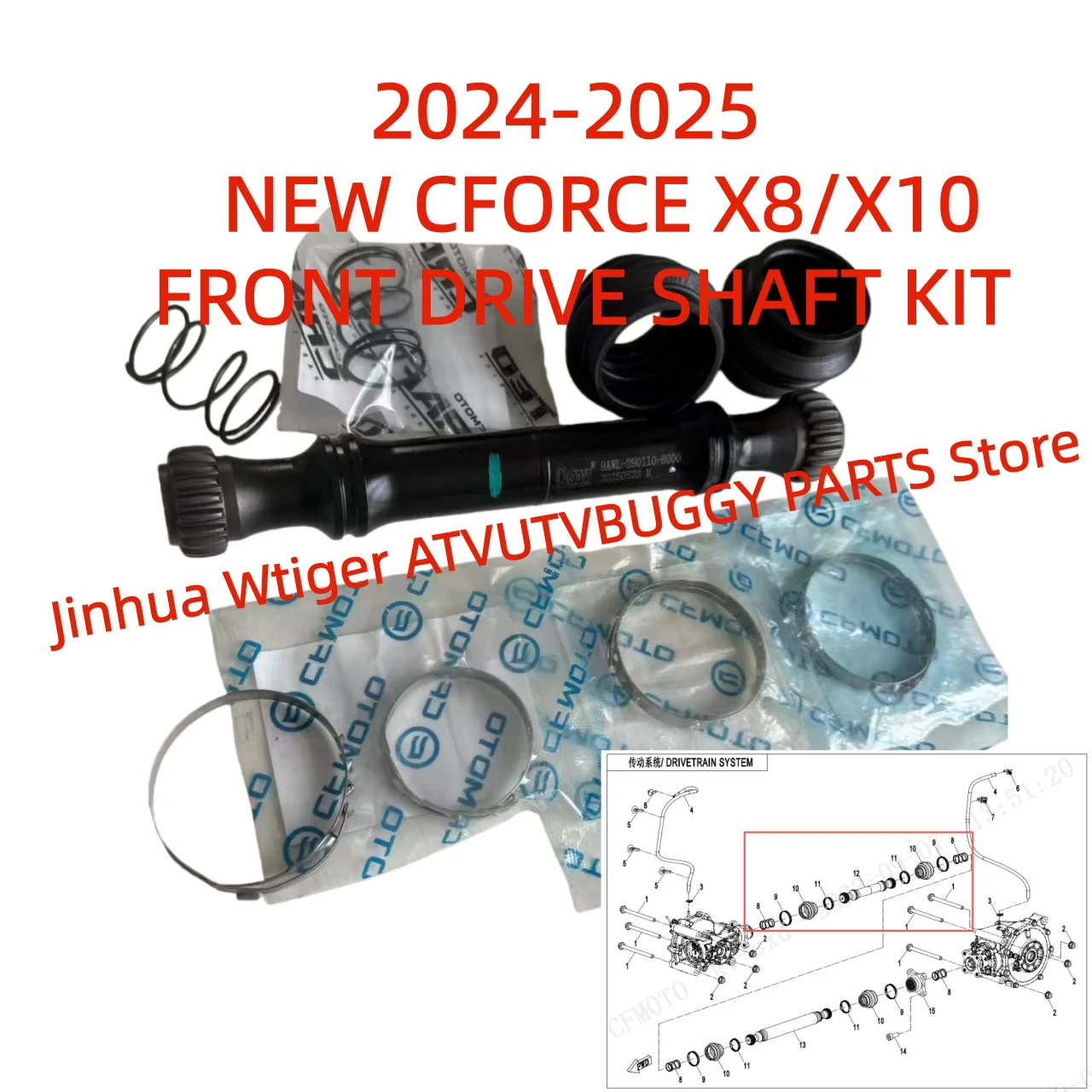 

ORIGINAL Front Drive Shaft Kit 9AWV-290110-8000 9AWV-300103-8001For CFMoto2024-2025Years 850 1000 CFORCE X8 X10 CF800AZ-2 CF1000