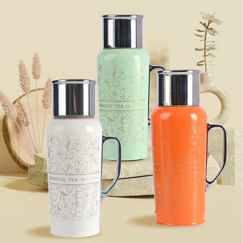 

560ml Large-capacityThermos Cup With Handle And Filter,Temperature Display Inner Lid,Double-layer Stainless Steel Water Bottle