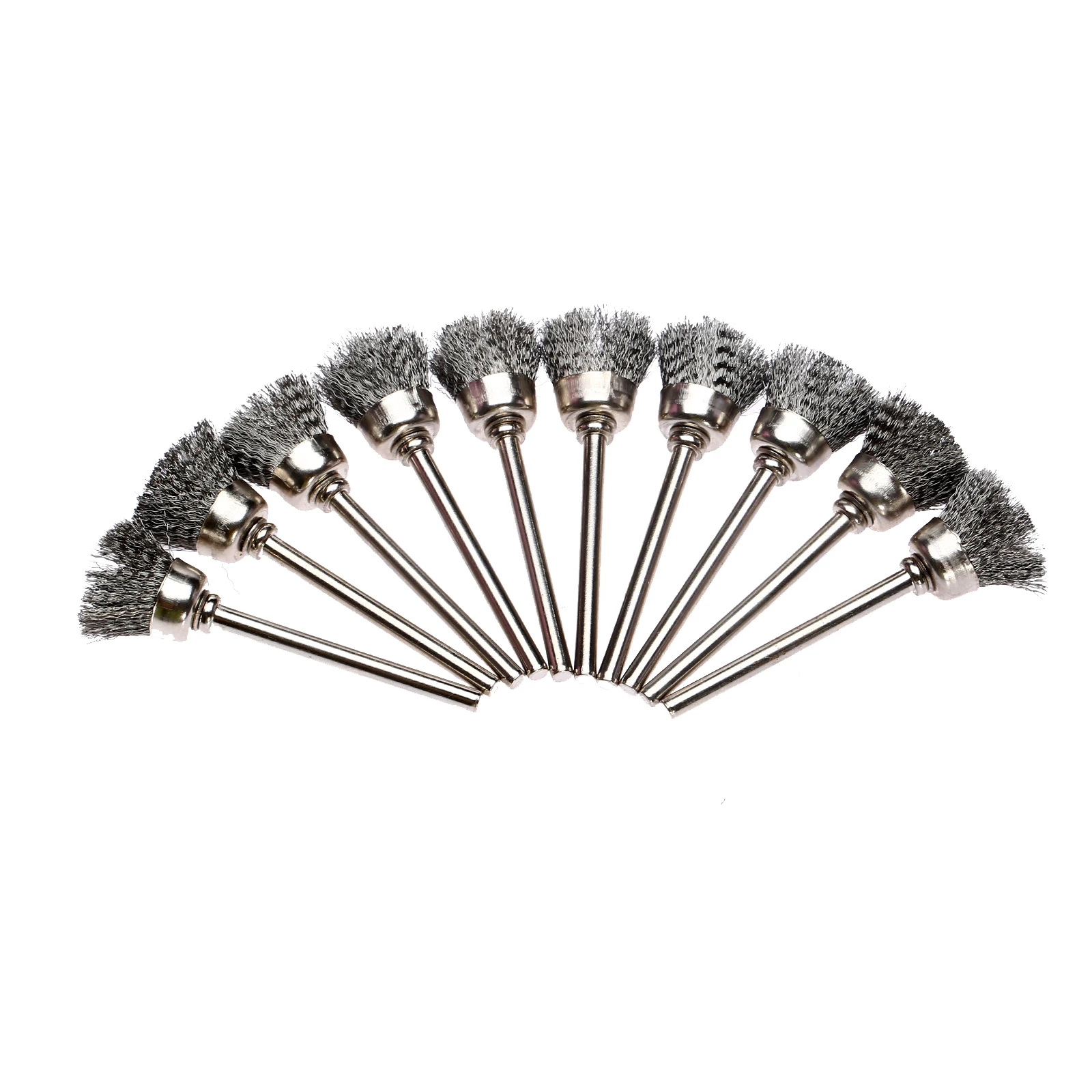 10pcs 15MM Steel Wire Cup Brushes Rotary Tool Mini Drill Burr Deburring Buffing Polishing Cleaning Brush Dremel Accessories Tool