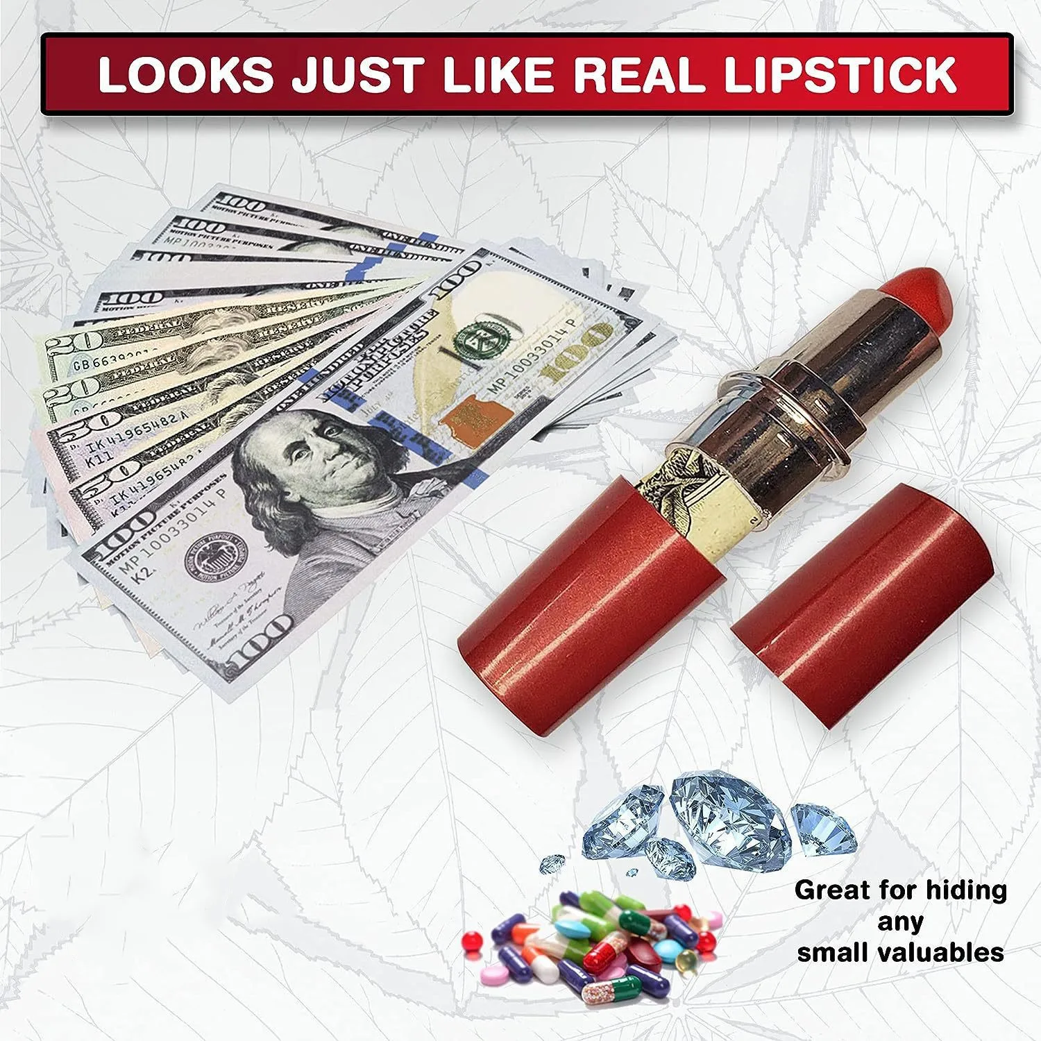 Fake Lipstick Hidden Storage For Money Cash Coin Key Jewels Pill Travel Safe Box Creative Container