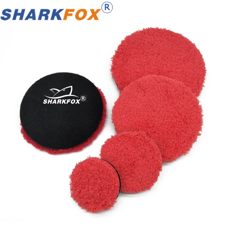 Sharkfox 3/4/5/6/7 Cal nakładka polerska z mikrofibry wymienne nakładki na tarcze polerskie nakładki do woskowania samochodu detale do polerki DA/RO