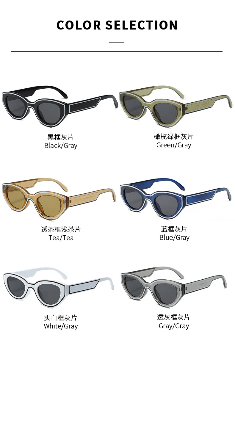 Neue Ankunft Platz Cat Eye Sonnenbrille Frauen Oval Vintage Marke Elliptische Sonnenbrille für Weibliche Shades Männliche Brillen Sonnenbrillen – Detail 8