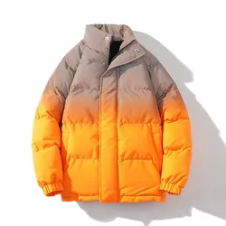 Chaquetas y abrigos de invierno para hombre, prendas de vestir exteriores 2023, chaqueta Bomber de Color brillante naranja, cortavientos para hombre, Parkas gruesas y cálidas para hombre