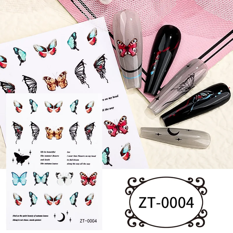 

3D stickers press on nails Spring summer flowers butterfly lavender adhesive DIY manicure accesories sliders foil nail decals