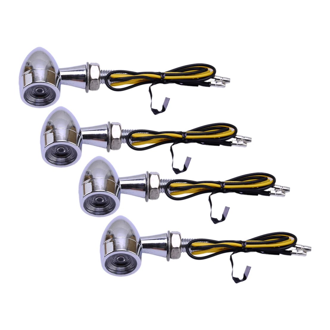 

4pcs Motorcycle Dirt Bike Street Bike Dual Sport Amber Mini Bullet LED Turn Signal Light Brake Lamp Indicator Universal