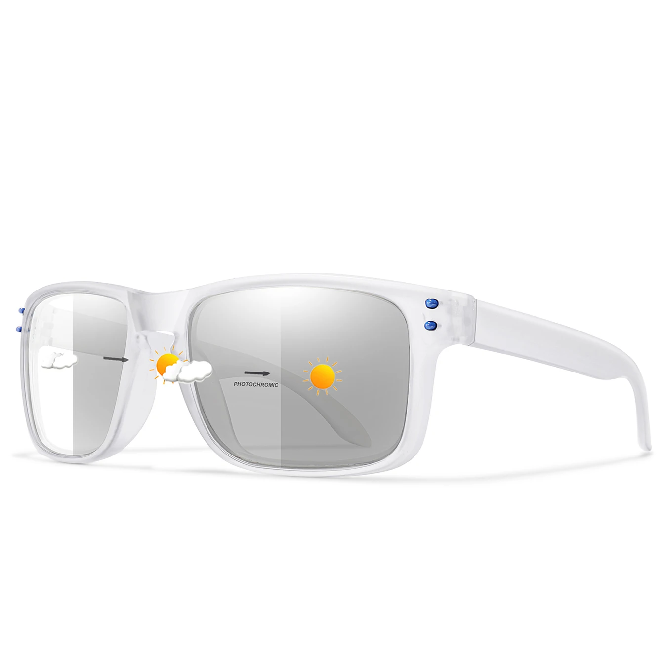 Outdoor Sports Photochromic Sunglasses Men Women Cycling Mtb Bicycle Eyewear Square Windproof Simple Classic Goggles