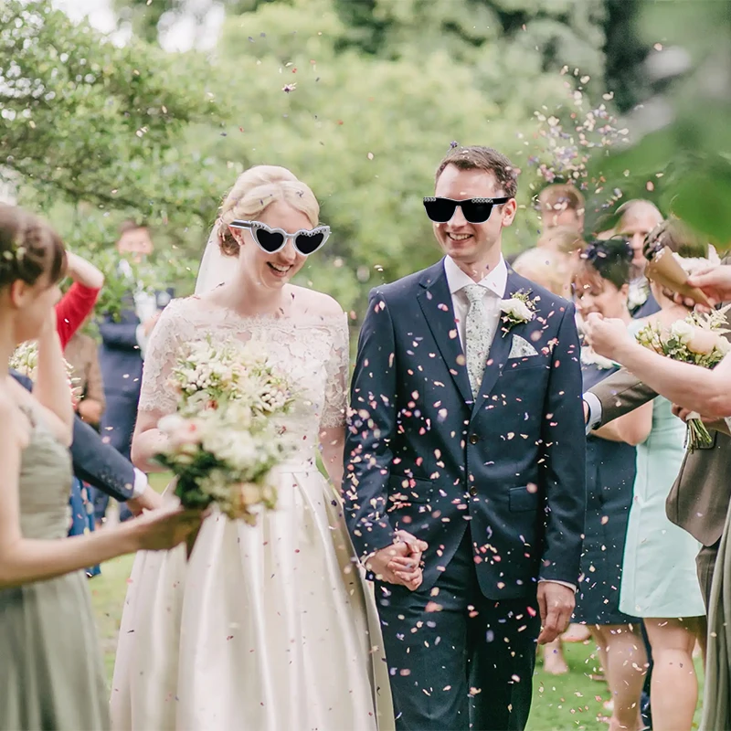 نظارات LED مضيئة على شكل قلب لحفلات البكالوريوس وحفلات الزفاف وهدايا تذكارية للضيوف متزوجة فقط نظارات شمسية للعروس والعريس #2