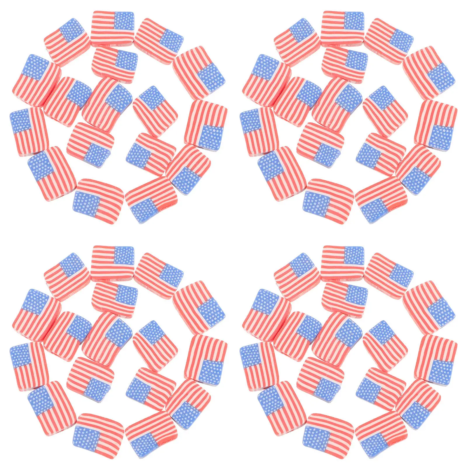 

100 шт. патриотических бусин-разделителей с американским флагом, квадратной формы, легкие, из полимерной глины, для браслетов, ожерелий, украшений, DIY
