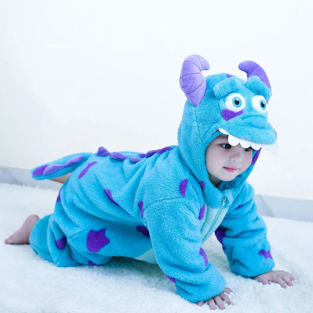 Cute Monster Romper Thick Flannel Baby Winter Clothes  Boys Girls Halloween Christmas Onesie Anime Pajama