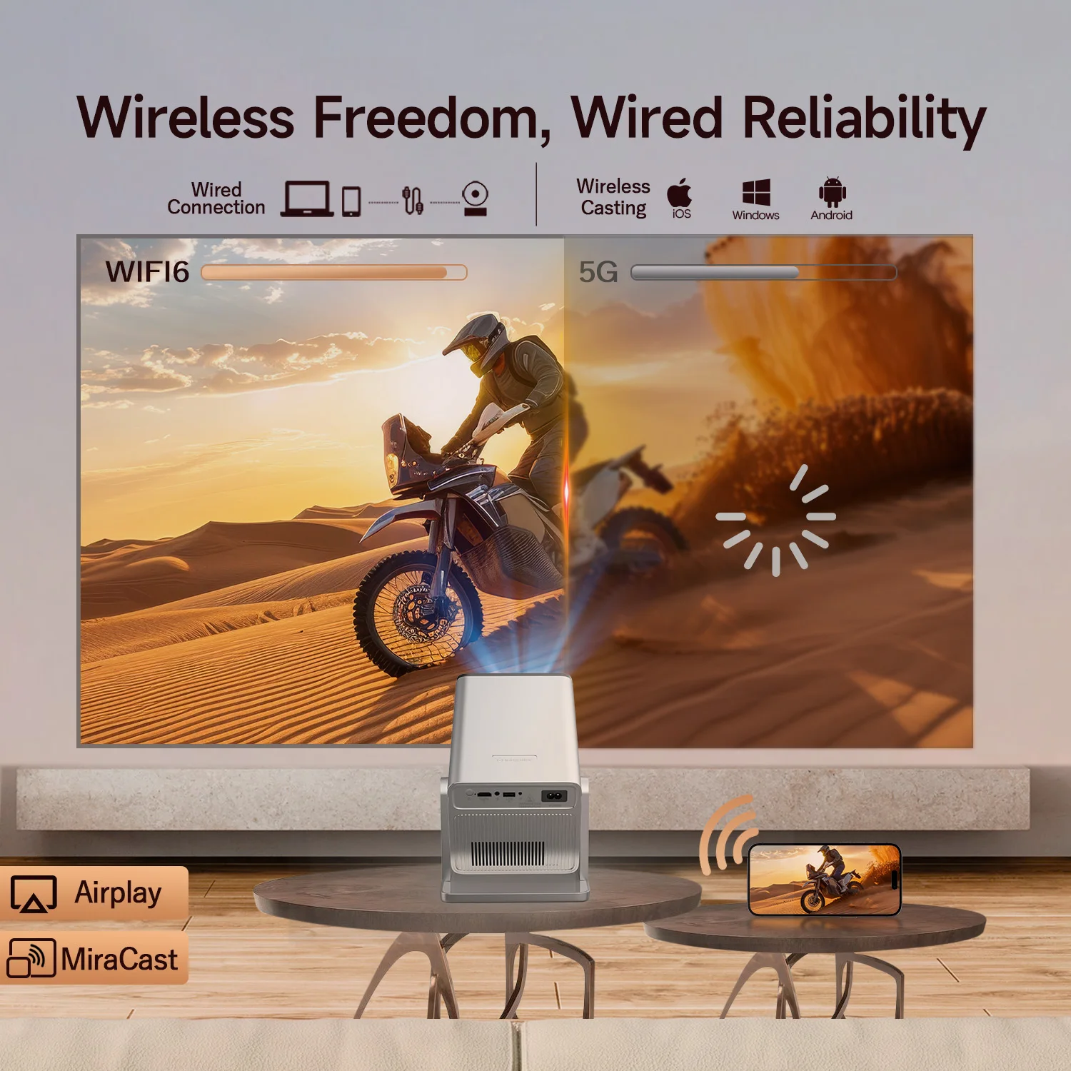 Magcubic 8K HD 1080P Projektor 1000ANSI X7 mit 5W Lautsprecher Android 14 WiFi6 BT5.4 Outdoor Video Heimkino Unterstützung – Detail 10