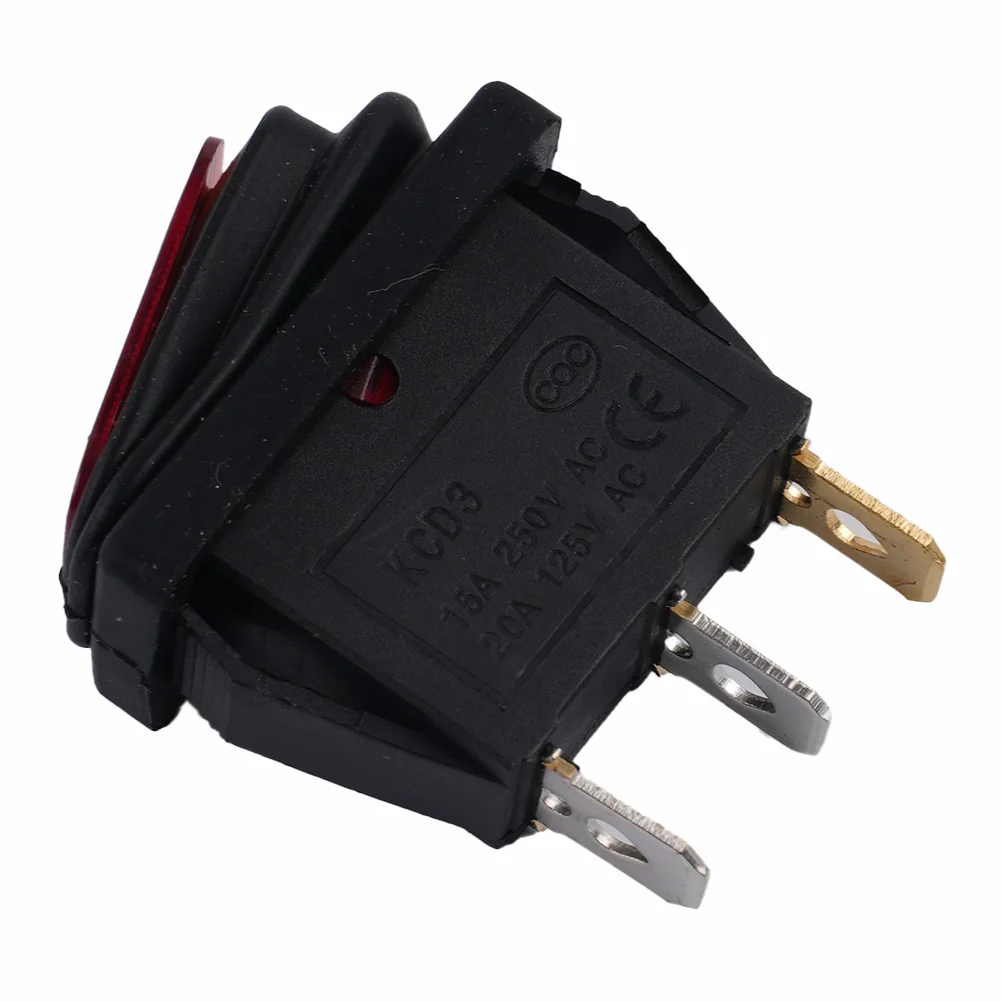 

Rocker Button Switch Pratical Red Tool 15A 250V/20A 125V AC 3Pin Decoration High Power KCD3 ON/OFF Part Plastic