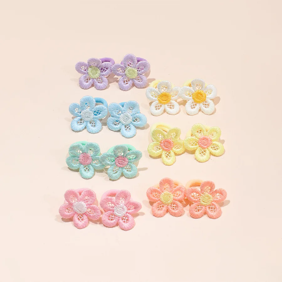 100pcs Baby Hair Ties Cute Floral Candy Color Mini Elastic Hair Bands Nylon Small Ponytail Holders Toddler Kids Hair Accessories