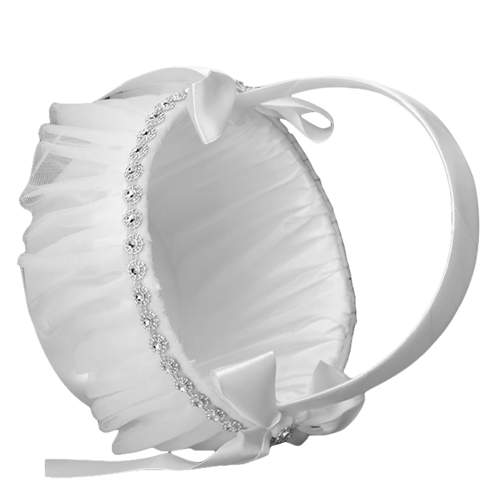 1 قطعة يده لتخزين بتلات الزفاف العروس زهرة الحاويات ريفي الدانتيل تصميم الطرف الديكور سلة للزهور الزفاف