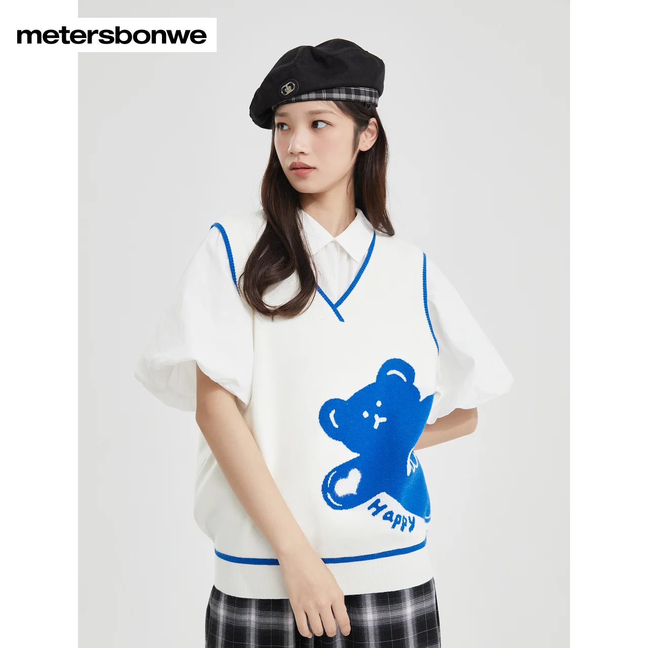 Metersbonwe Knitted Vest Women Spring Autumn New V-neck Pullover Sweater Women Brand High Quality Tops