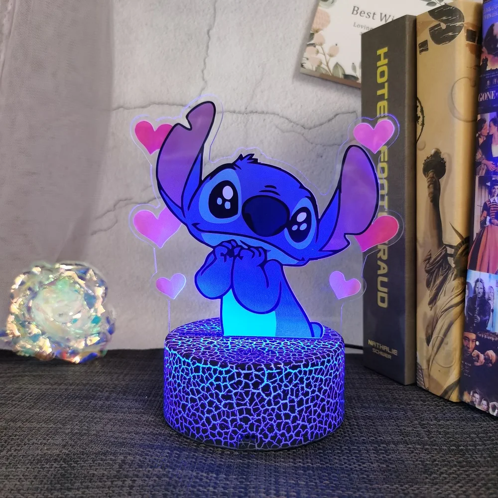 2025New 3D colour printing Stitch USB Illusion night light 7 kinds of colour change Children\'s bedroom decoration Christmas gift