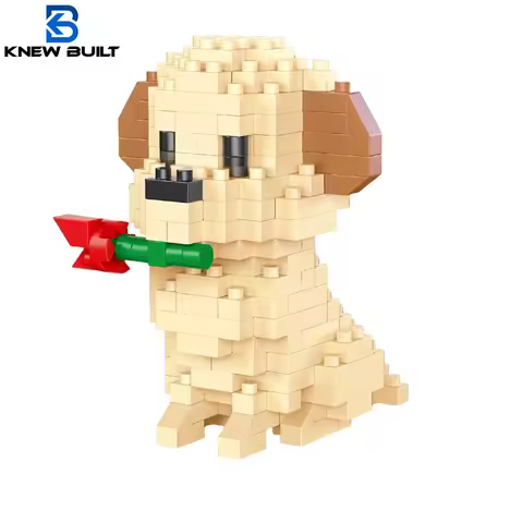 Knew Built Super Mini Dogs Retriever Building Blocks Toys Kit: Schnauzer, Bulldog, Teddy, Husky, Adorable Desk Decorations, Gift
