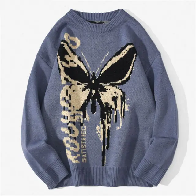 

wind butterfly jacquard sweater to keep warm female 2023 autumn outside loose-fitting sweater coat languid is lazy wind coat y2k