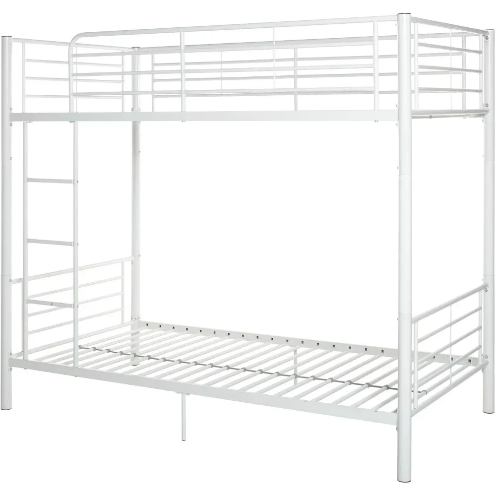 Wandelaar Edison Elodie Stedelijke Industriële Twin Over Twee Metalen Stapelbed, Twee Over, Witte Afmetingen: 69.25 "H X 41.75" D X 79 "L