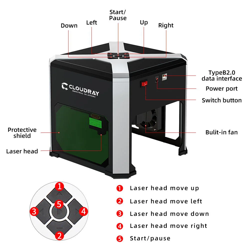 Imagem -04 - Cloudray-máquina de Gravação a Laser Gravador a Laser Impressora Wainlux k6 Mark Cortador Máquinas para Trabalhar Madeira Plástico 3000mw Bluetooth Mini