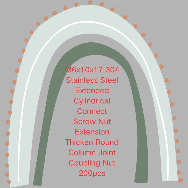 M6x10x17 304 Stainless Steel Extended Cylindrical Connect Screw Nut Extension Thicken Round Column Joint Coupling Nut 200pcs