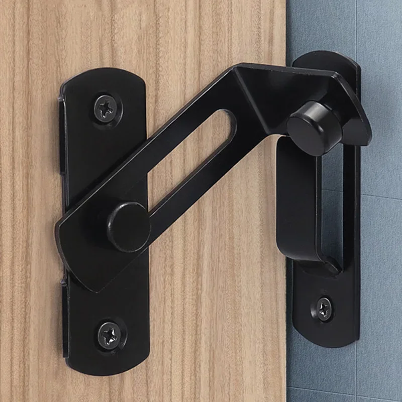 

Door Lock Guard Latch Bolt 90 180 Degree Stainless Steel Toggle Latch Sliding barn Door Lock Black Iron Right Angle barn Lock