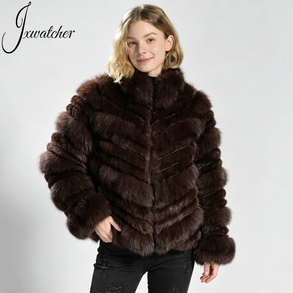 Jxwatcher Winter Coat Female Luxury Real Fox Fur Patchwork Rabbit Fur Reversible Wear Jacket 2026 Fall Winter New Style Fur Coat