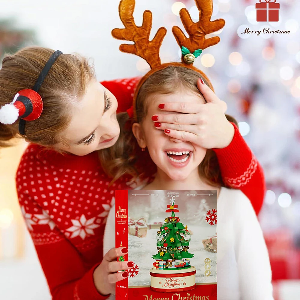 メリークリスマス おもちゃのツリー オルゴール 組み立てブロック クリスマスおもちゃ ギフト デコレーション DIYクリスマスギフト用