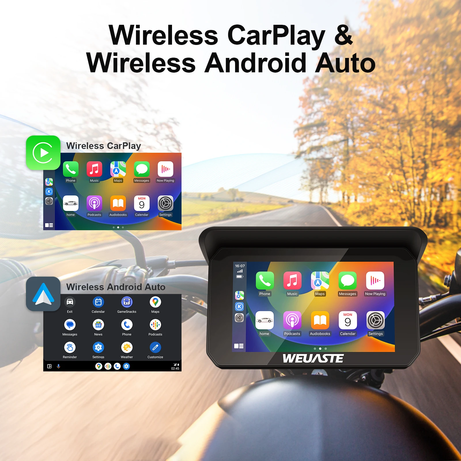 5 inch Portable Motorcycle Display Screen Wireless CarPlay Moto GPS Navigation Digital Para Moto Android Auto Monitor Waterproof