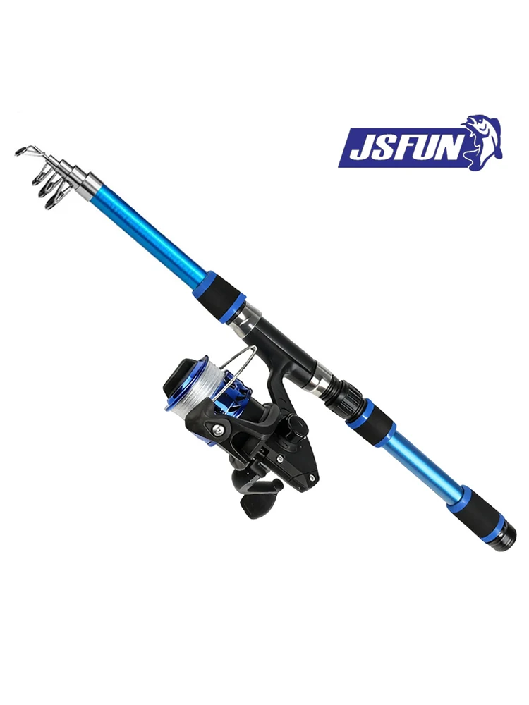 Ensemble de canne à pêche, Kits complets avec canne à pêche télescopique et moulinet rotatif, appâts, crochets, ensemble de poteaux de voyage