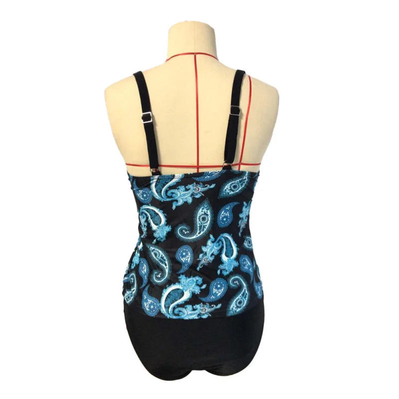 여성용 투피스 수영복 새로운 Tankini Strap 보수적 인 여성용 수영복 Backless Two Piece 수영복