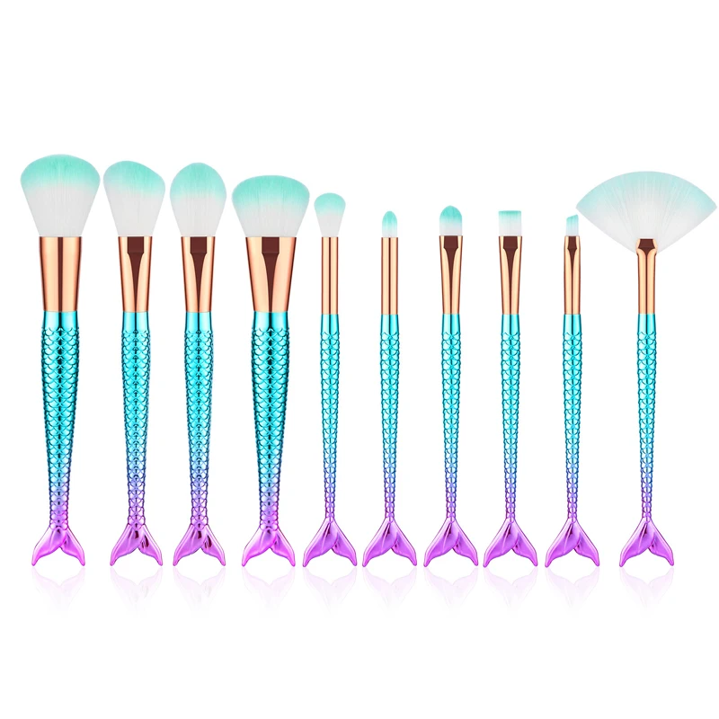 Professional Mermaid Makeup Brushes Set Eye Set Kits Shadow Eyeliner High Quality Makeup Brush Tools Eyebrow Beauty Tools Kit