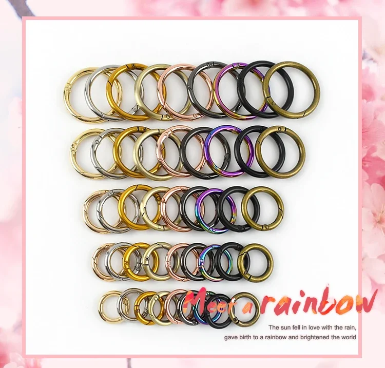 10P 10-60mm Metall-Feder-O-Ring, öffnbarer Schlüsselring, Trigger-Schnappverschluss-Clip für Taschen, Gürtel, Riemen, Haustierhalsband, DIY-Hardware-Zubehör – Detail 1