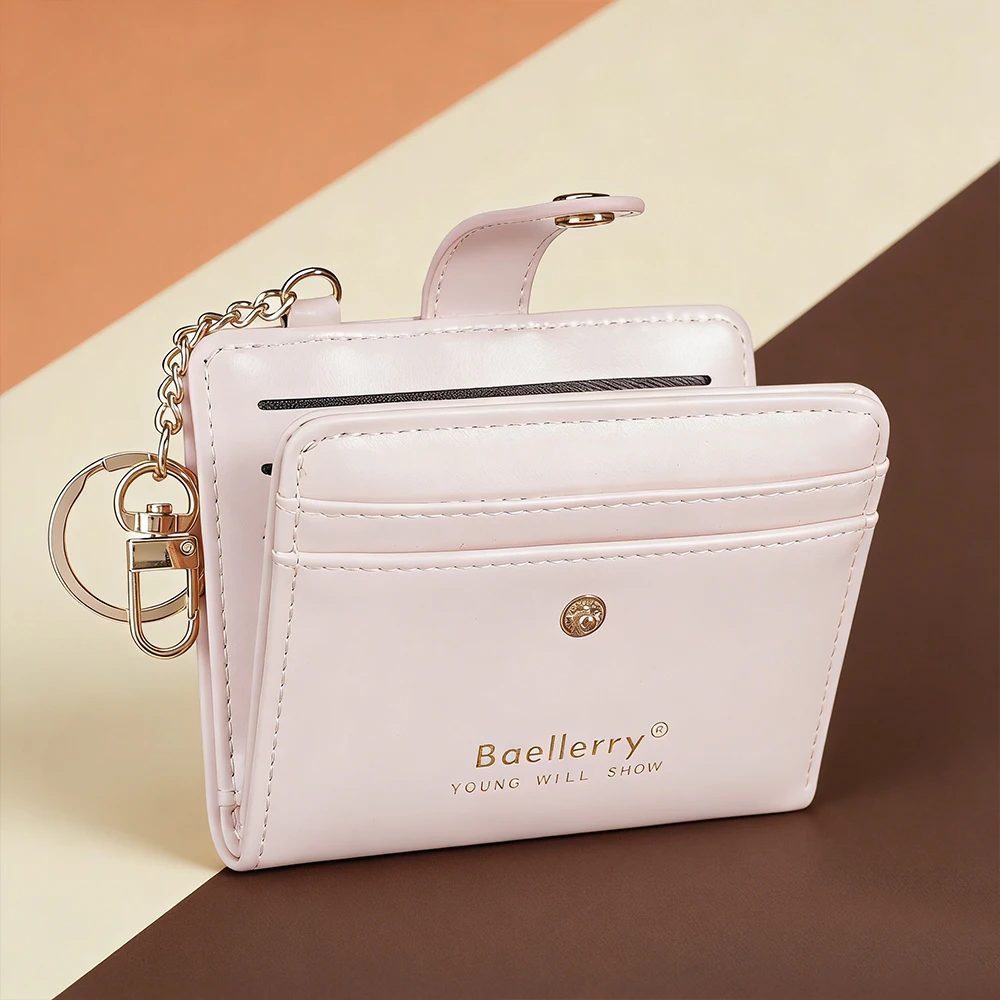 

High-Quality Short Women's Wallets Key Chain Zipper Coin Pocket Female Purse Card Holders Simple Card Bag Wallet for Girls
